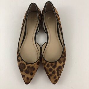Marc Fisher Flats Women 7 Sunny Calf Hair Leopard Print d’Orsay Slip on Shoes